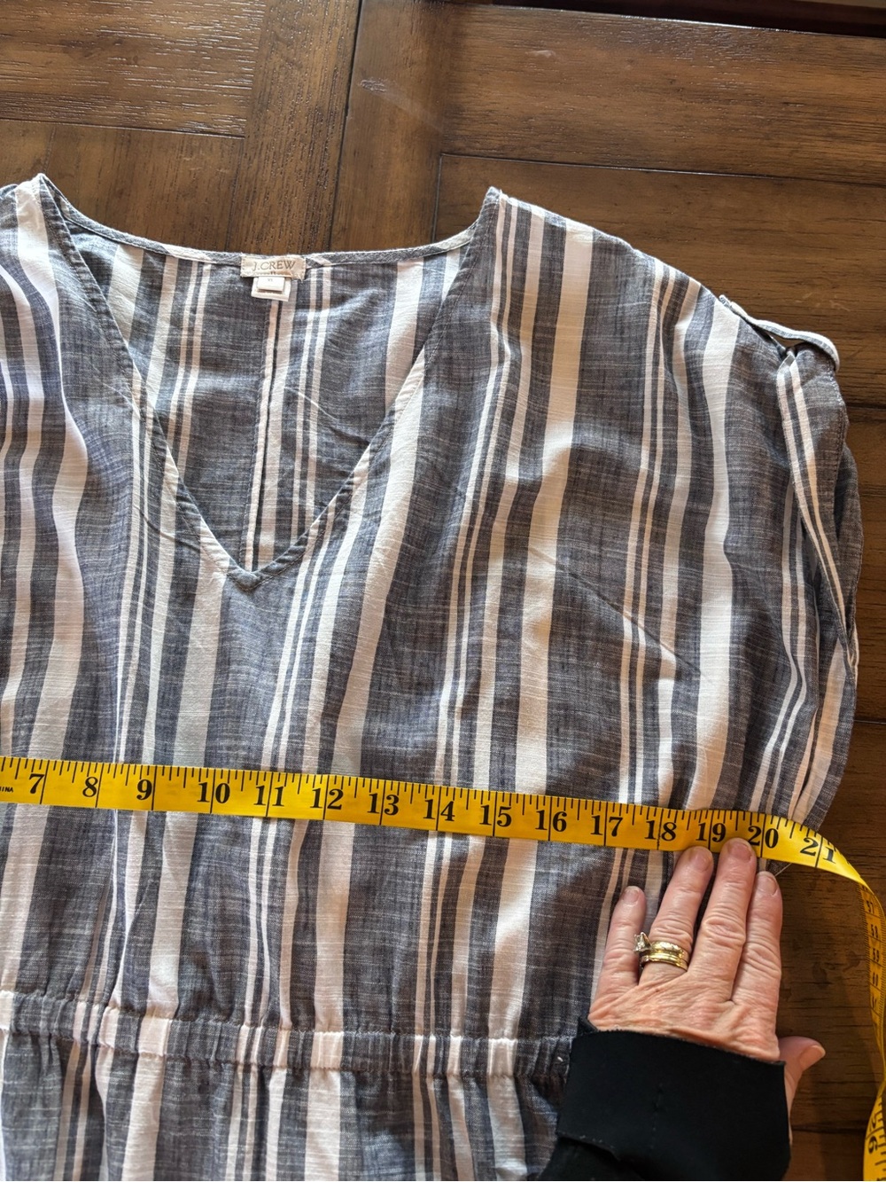 J Crew Factory Striped V-Neck PopOver Dress, XL, Casual Throw On, Day Dress - Picture 10 of 10